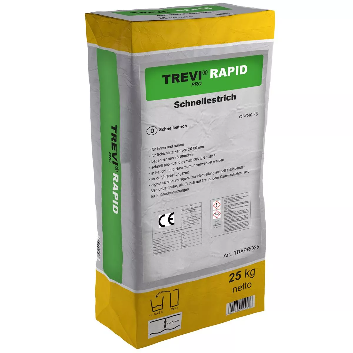 Trevi Pro Rapid бързовтвърдяваща циментова замазка (25KG)