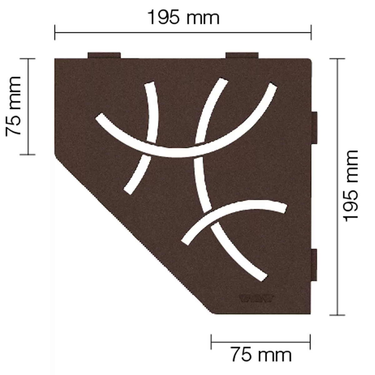 Стенен рафт душ рафт Schlüter 5-ъгълен 19.5x19.5cm Curve