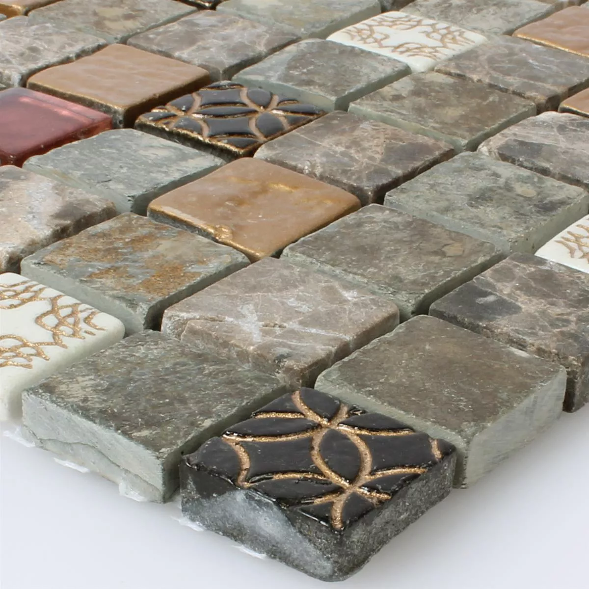 Размер на модела Mозаечни Плочки Стъклена Чаша Естествен Kамък Mix 23x23x8mm