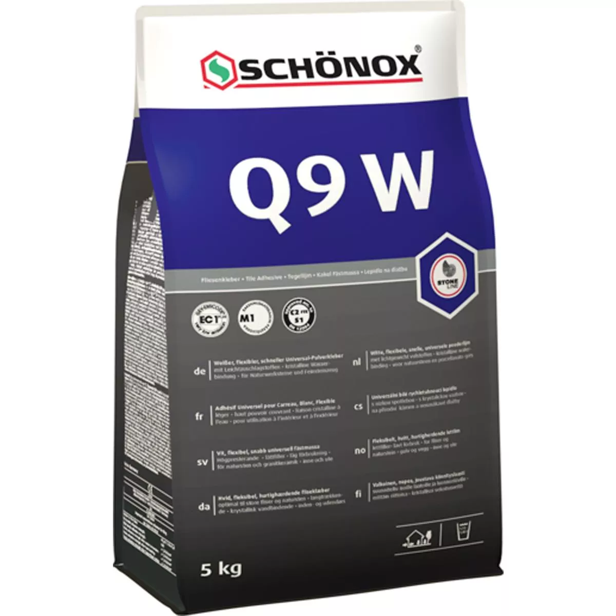 Лепило за плочки Schönox Q9 W Бяло гъвкаво универсално прахообразно лепило 5 кг