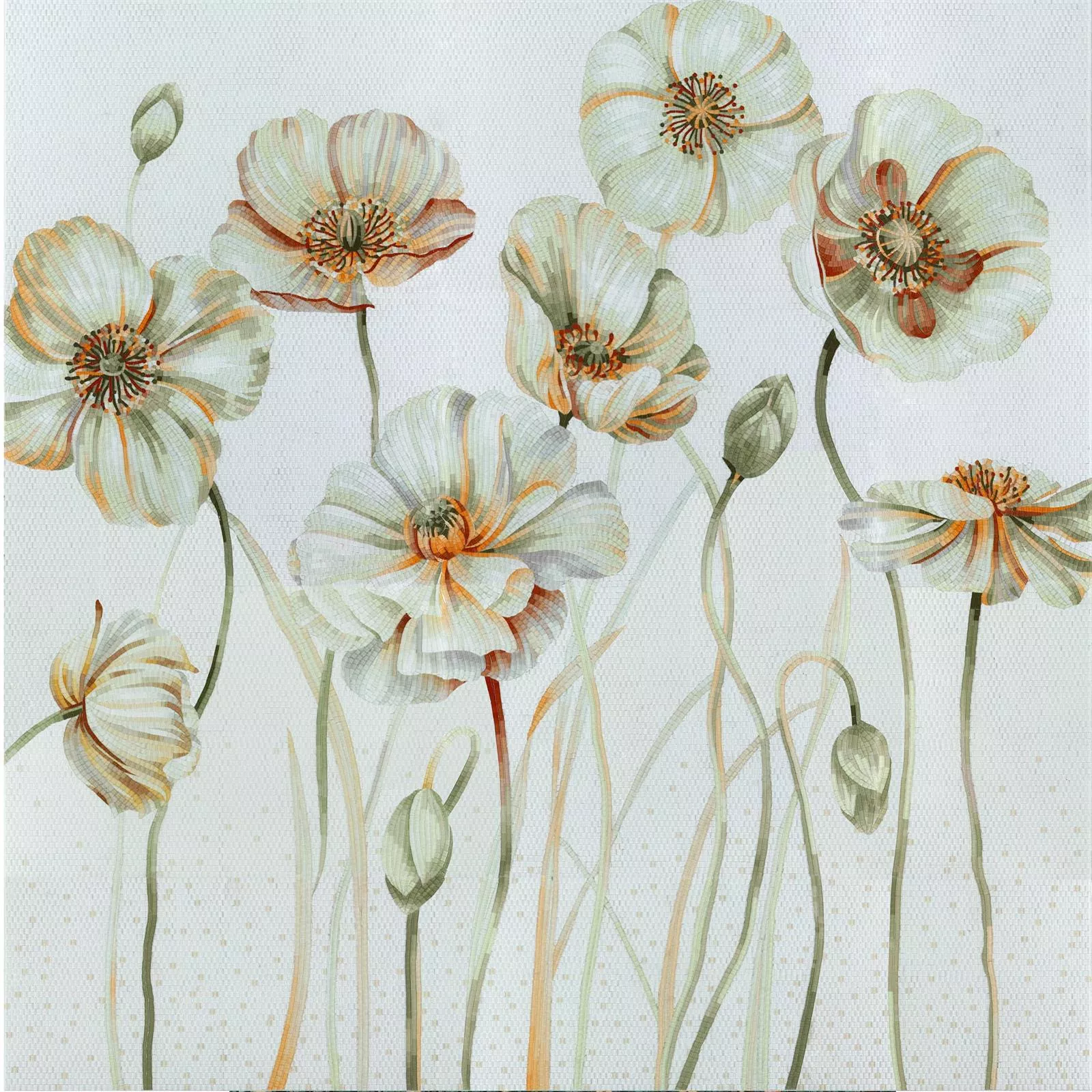 Cтъклена Mозайка Снимка White Poppy 130x240cm Cтъклена Mозайка Снимка White Poppy 130x240cm