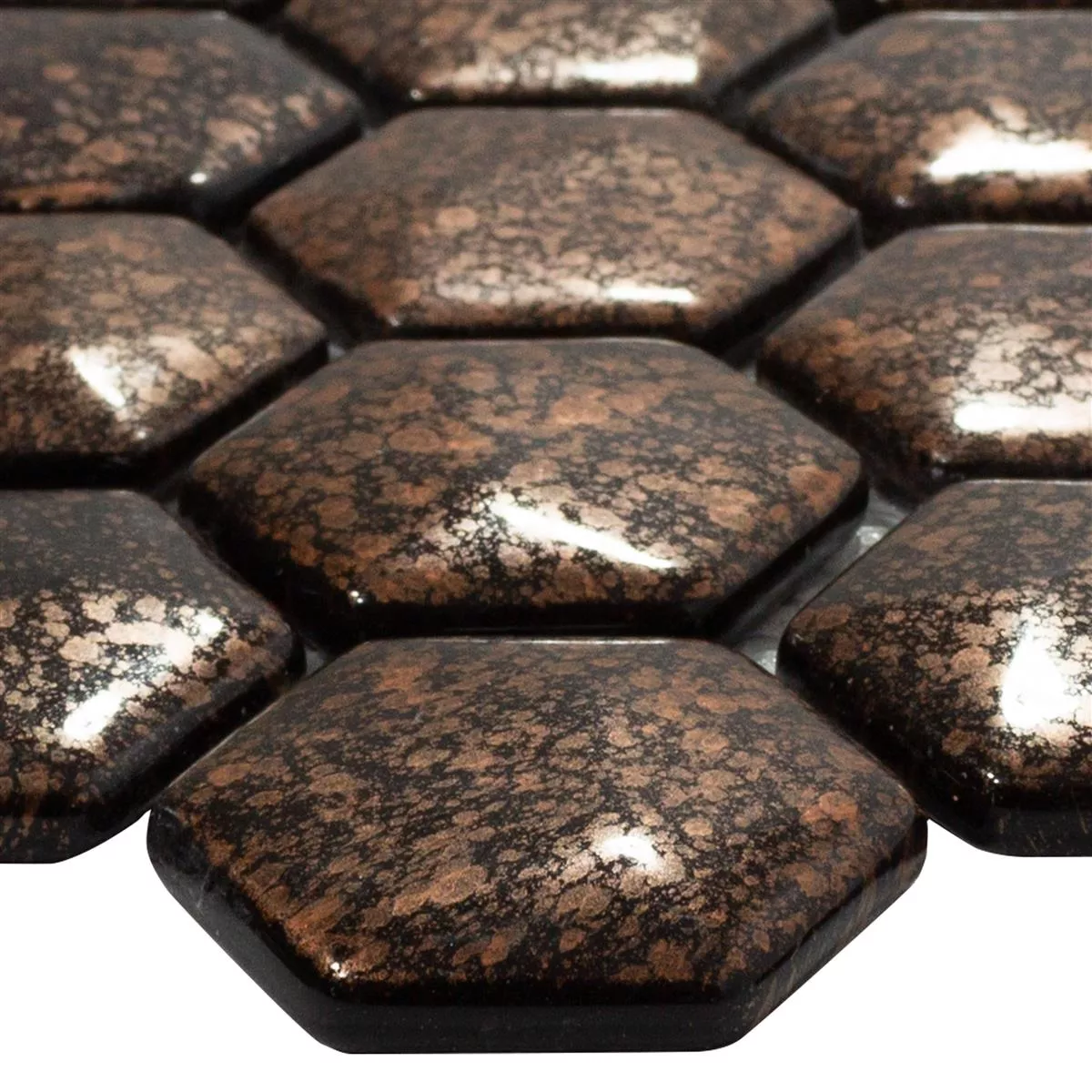 Cтъклена Mозайка Плочки Leopard Шестоъгълник 3D Бронз Cтъклена Mозайка Плочки Leopard Шестоъгълник 3D Бронз