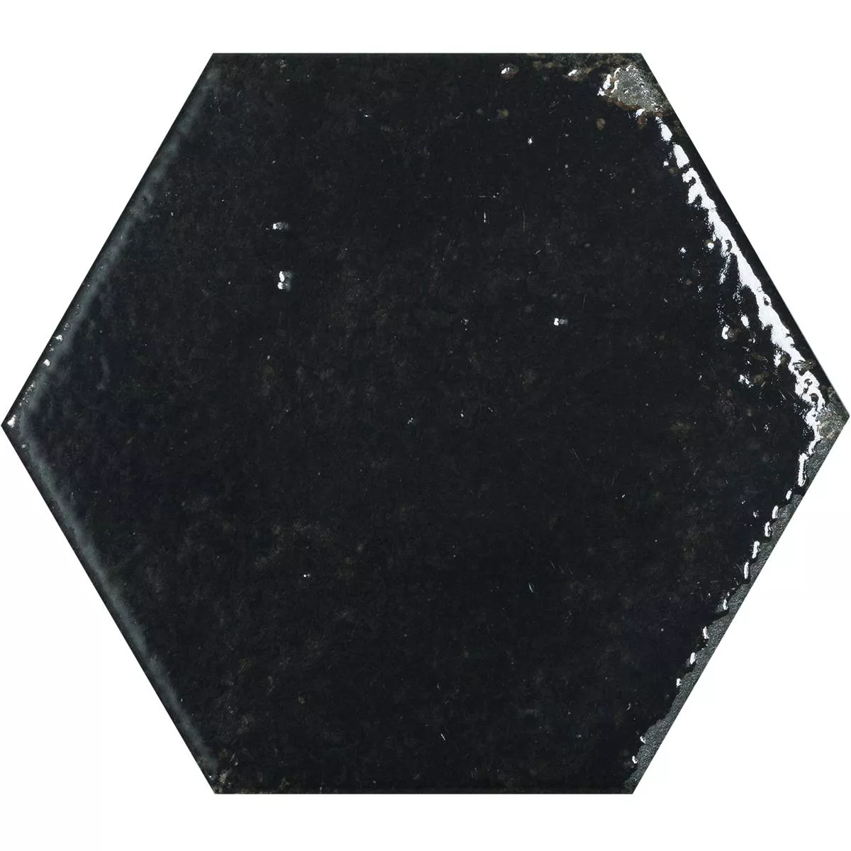 Cтенни Плочки Lara Блестящ Вълнообразен 13x15cm Шестоъгълник Черно