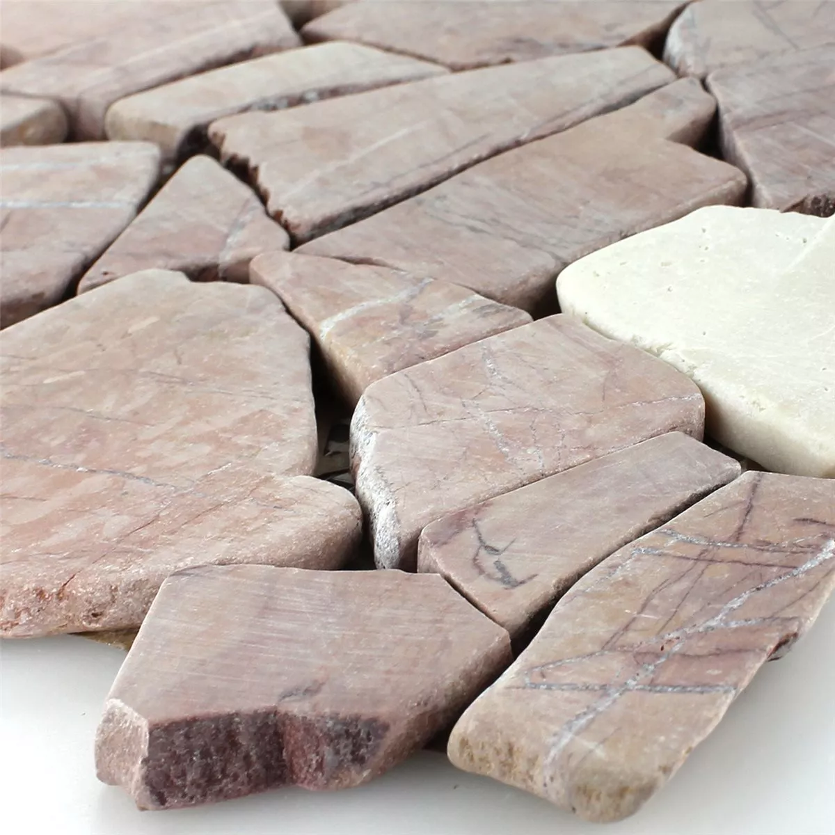 Mозаечни Плочки Mраморна Фрактура Rosso Verona Cream