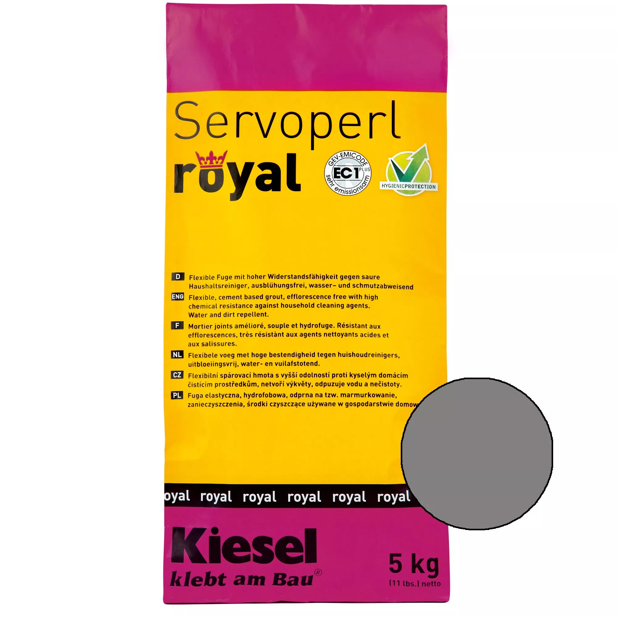 Kiesel Servoperl royal - фугираща смес - 5 кг средно сива
