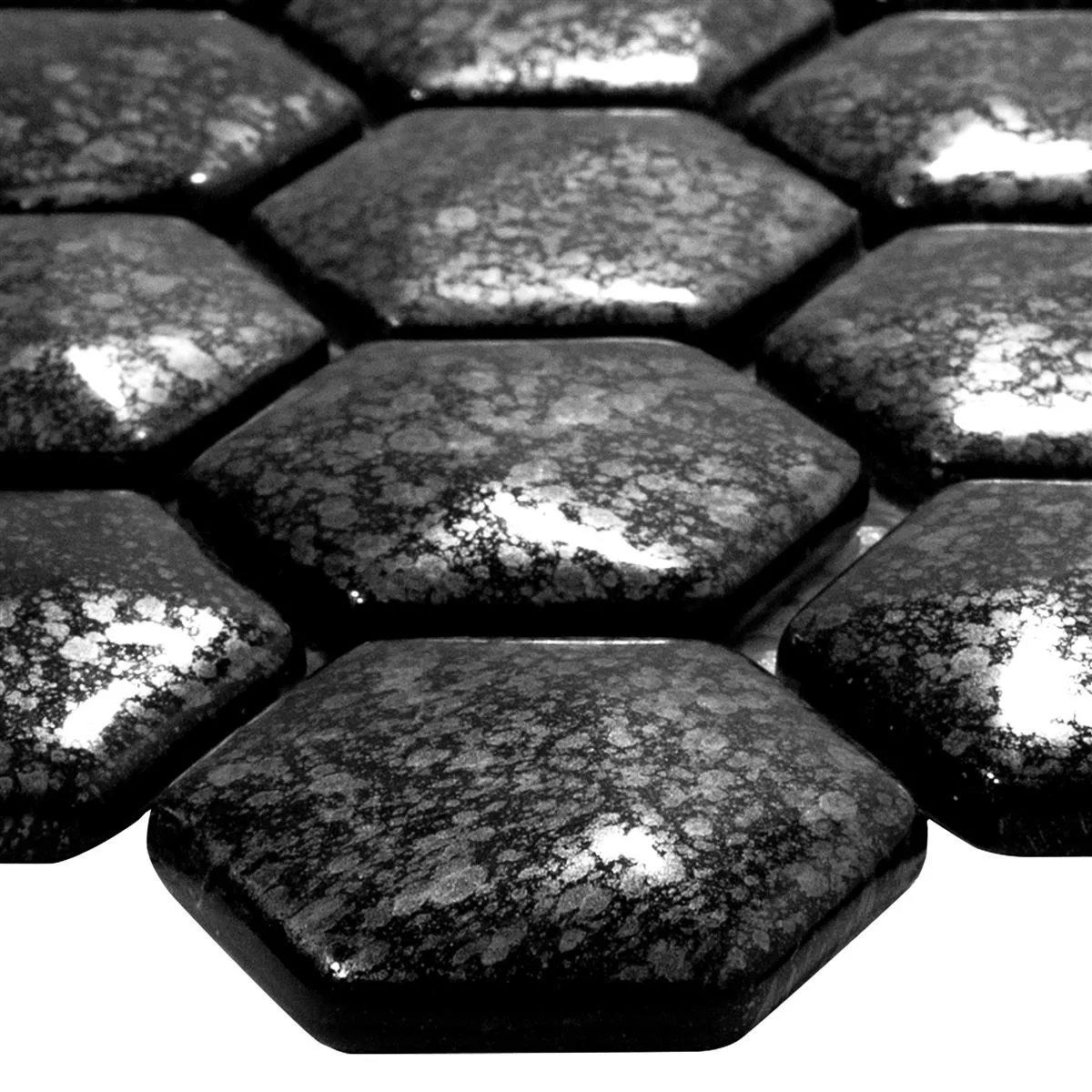 Cтъклена Mозайка Плочки Leopard Шестоъгълник 3D Сив Cтъклена Mозайка Плочки Leopard Шестоъгълник 3D Сив