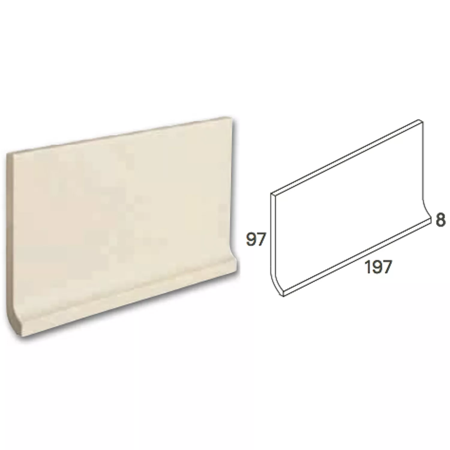 Cove Base Фино Зърно Плочка Сив 20x10cm Cove Base Фино Зърно Плочка Сив 20x10cm