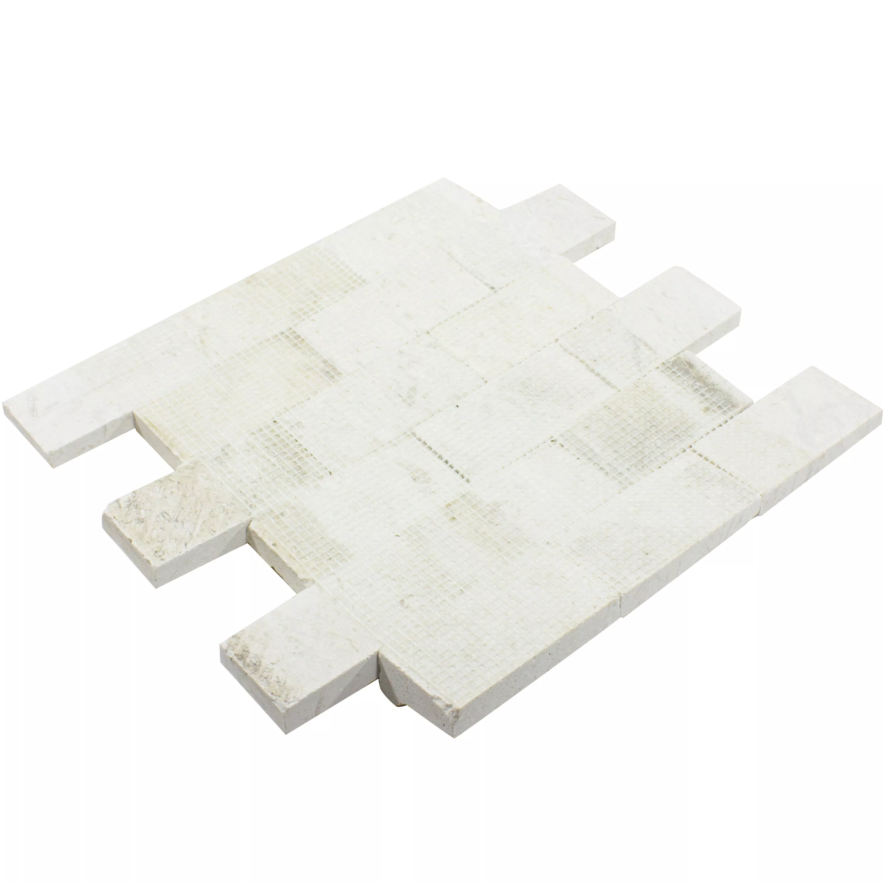Mозаечни Плочки Естествен Kамък Kansas Splitface 3D Бяло