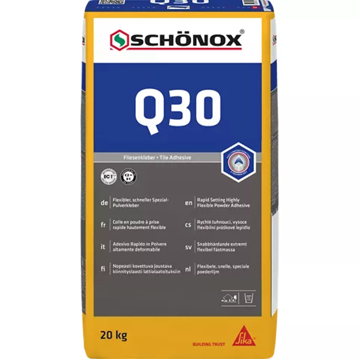 Лепило за плочки Schönox Q30 Гъвкаво специално прахообразно лепило 20 кг