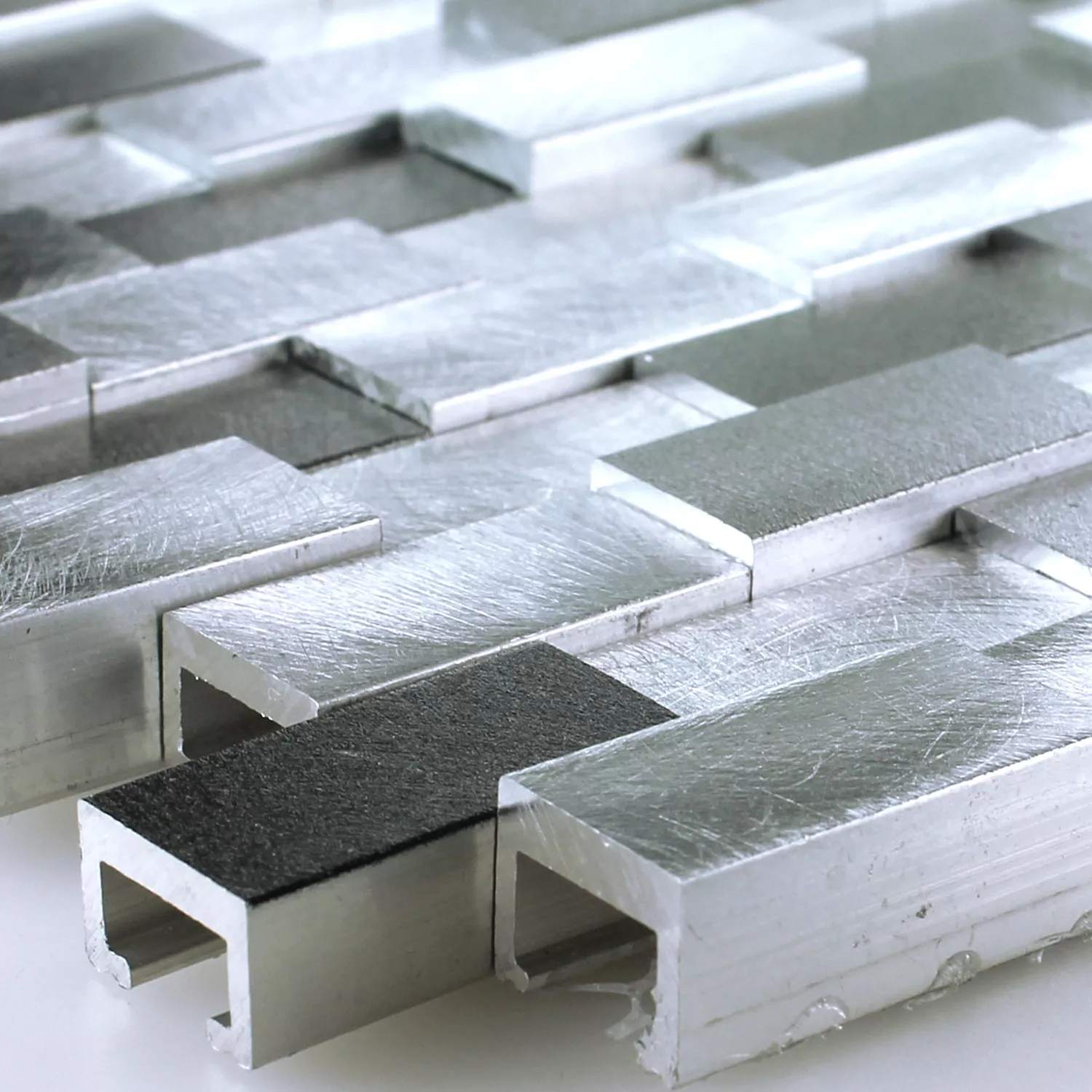 Mозаечни Плочки Алуминий Mетал Langley 3D Черно Сив