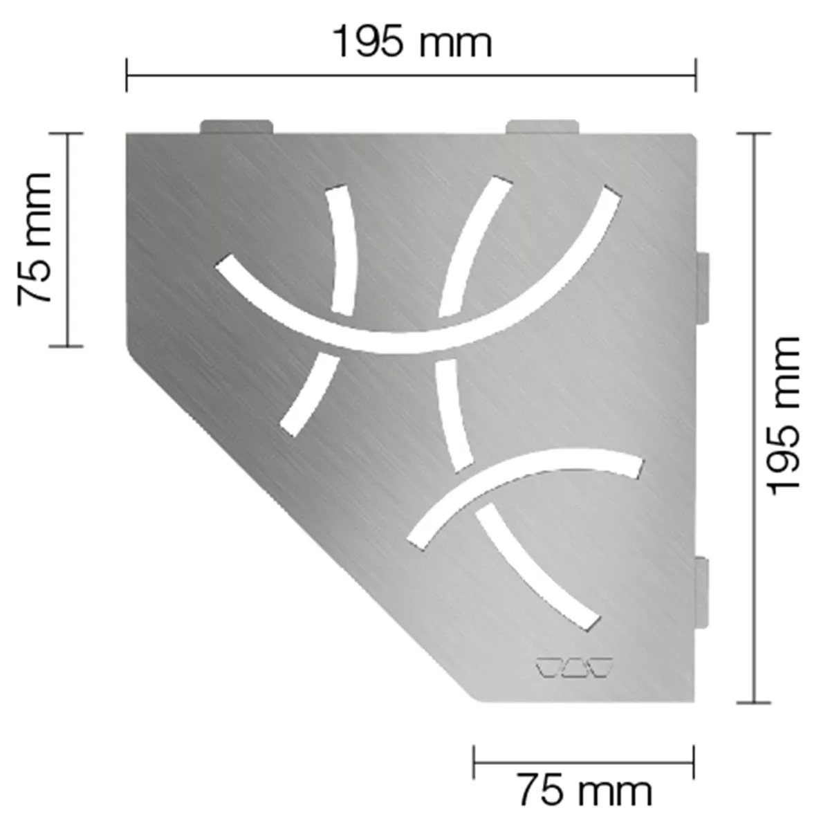 Стенен рафт душ рафт Schlüter 5eck 19.5x19.5cm Curve неръждаема стомана