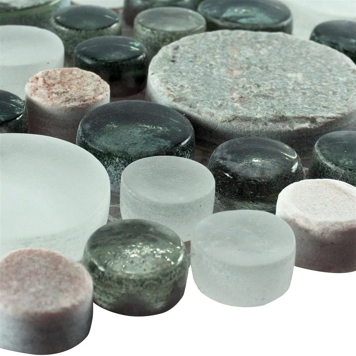 Стъклена Чаша Естествен Kамък Mозаечни Плочки Stonewater Сив Син Mix