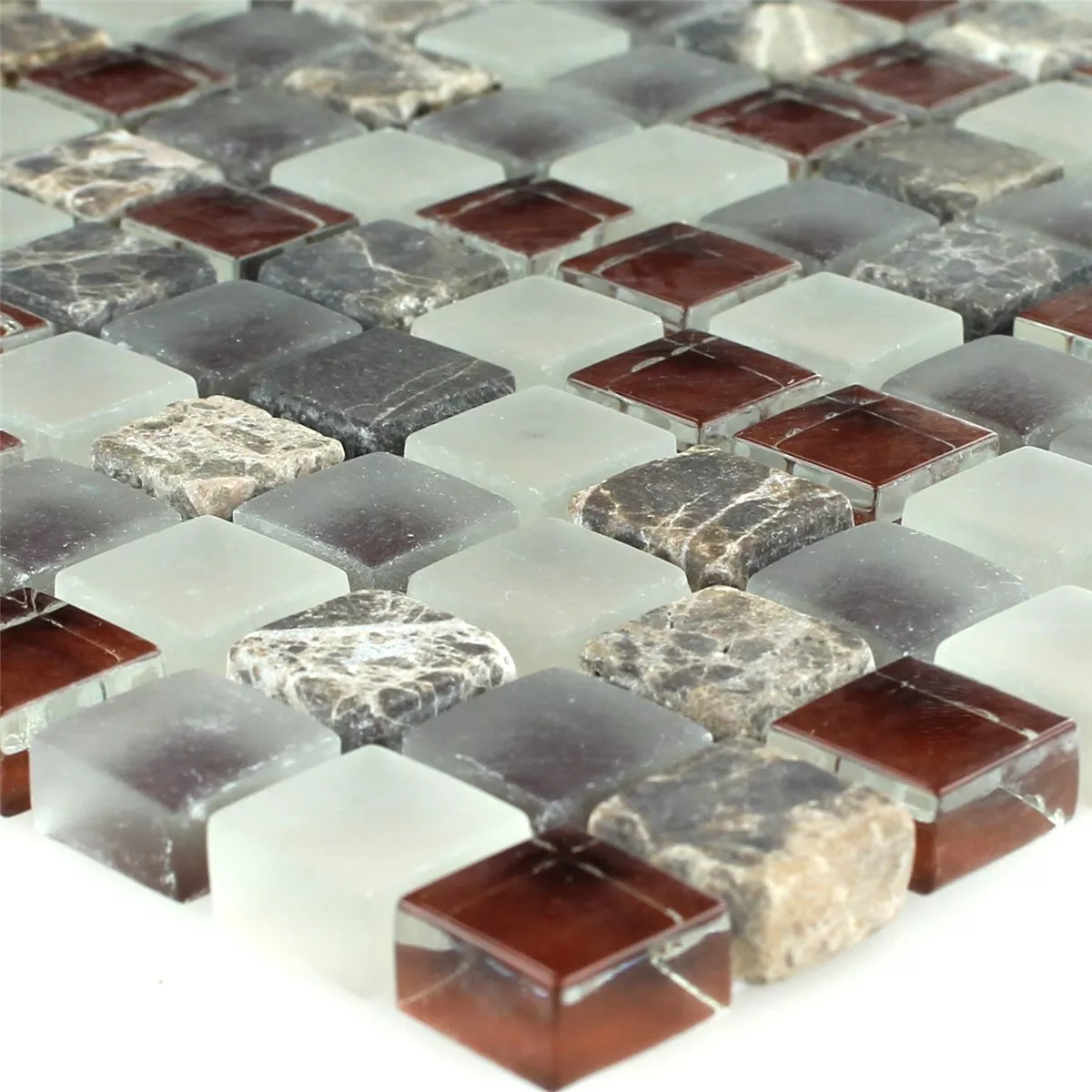 Mозаечни Плочки Стъклена Чаша Мрамор 15x15x8mm Kафяво