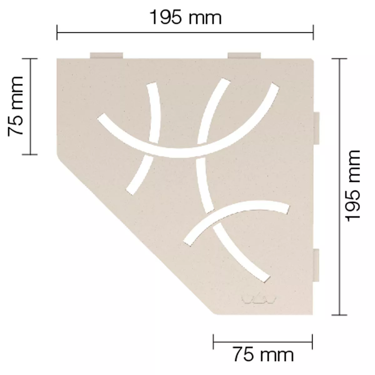 Стенен рафт душ рафт Schlüter 5-ъгълен 19.5x19.5cm Curve