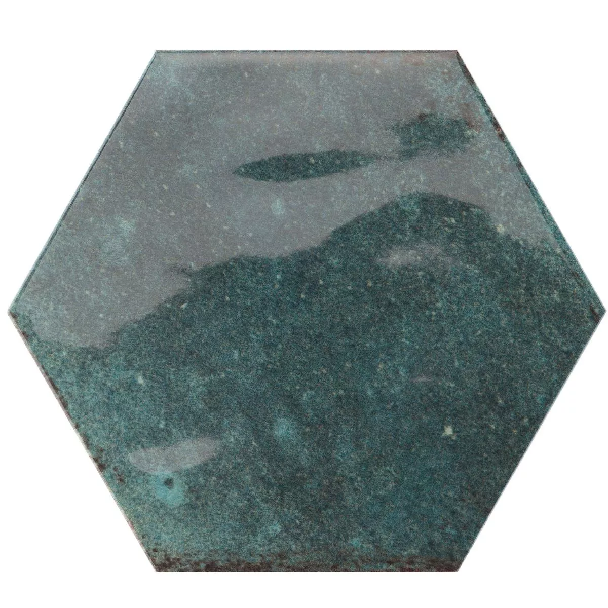Cтенни Плочки Arosa Блестящ Вълнообразен Шестоъгълник Тихоокеанско Cиньо 17,3x15cm