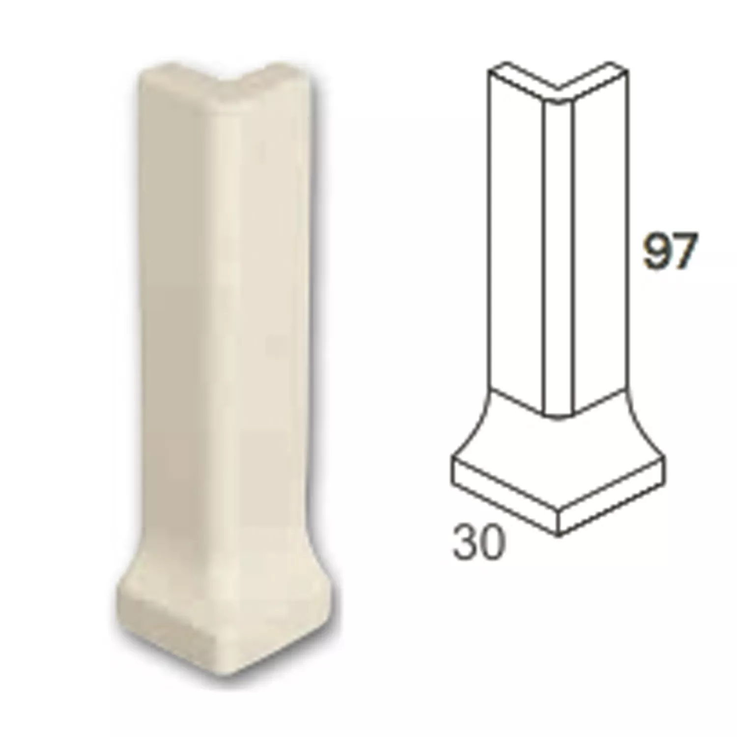 Външен Ъгъл Фино Зърно Плочка Сив 10x3cm