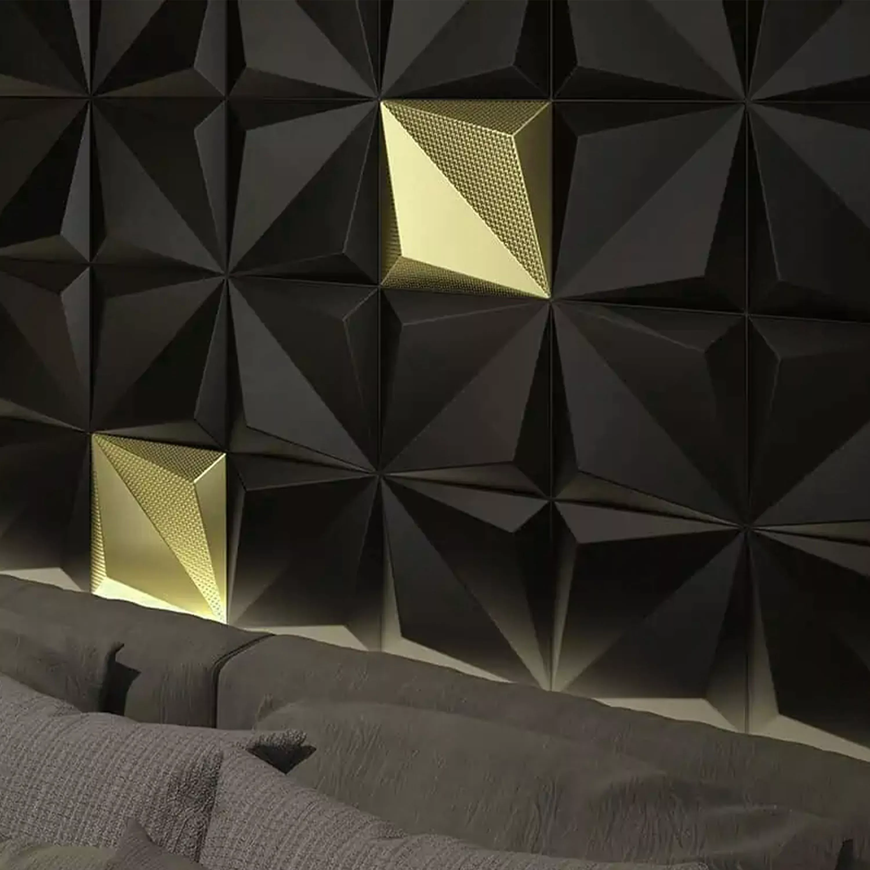 Cтенни Плочки Skyline 3D Origami Изключителен Cтруктуриран Злато
