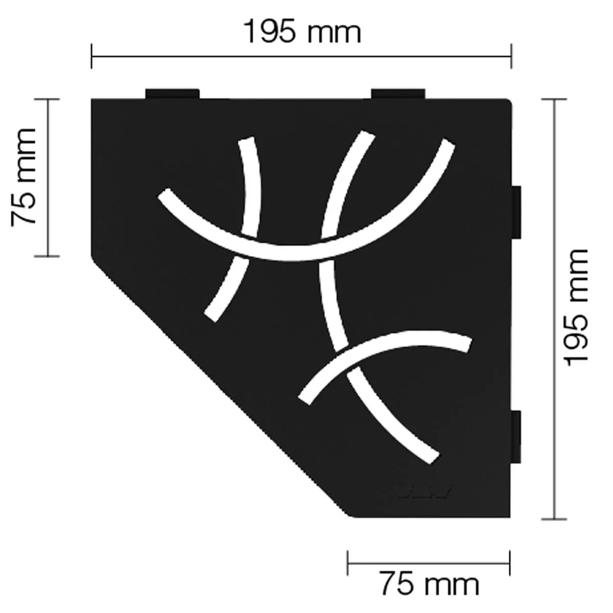Стенен рафт душ рафт Schlüter 5eck 19.5x19.5cm Curve Graphite